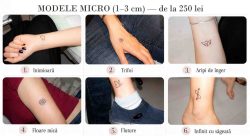exemple de tatuaje micro 1-3 cm, mici și discrete, realizate doar cu negru la Blooms Beauty BucureștI